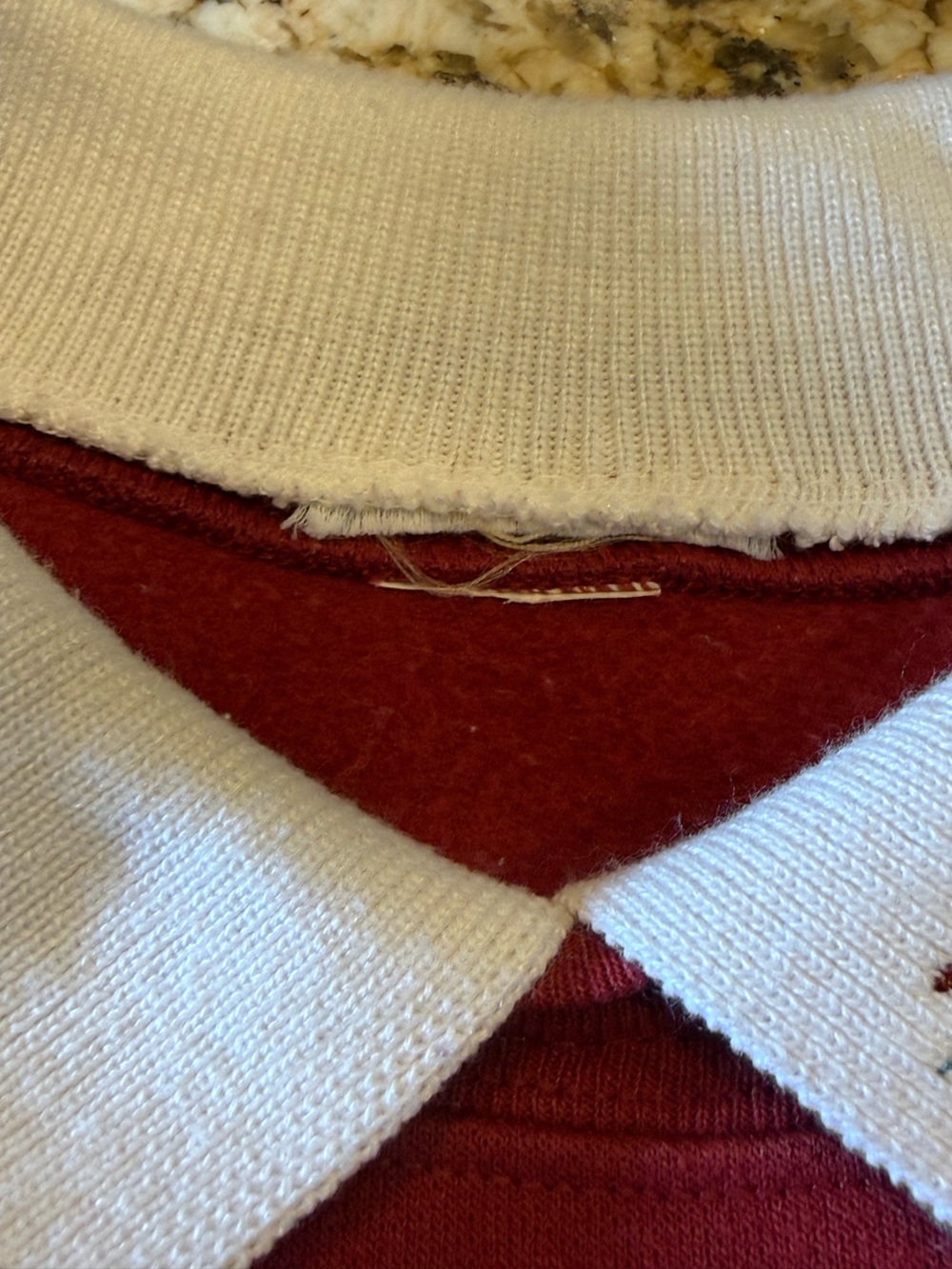 Vintage Burgundy Red Floral Embroidered Sweatshirt with White Collar Womens XL - Picture 5 of 7